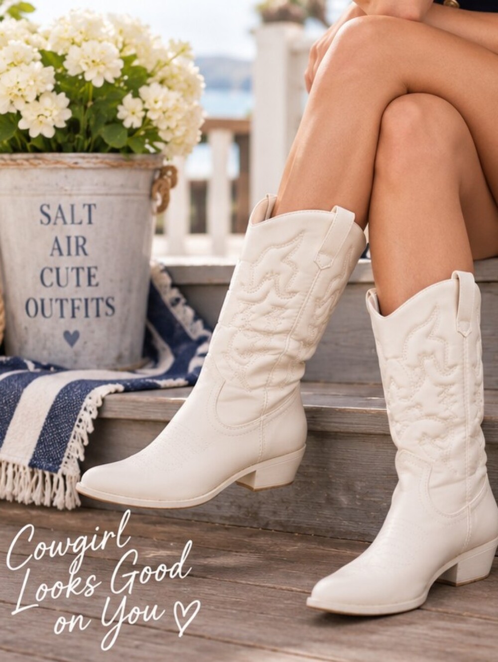 Soda White Western Boots – Size 5.5
